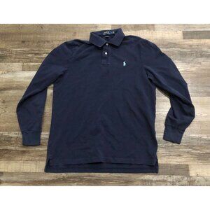 Polo Ralph Lauren Mens Medium Classic Fit Blue Long Sleeve Polo Shirt